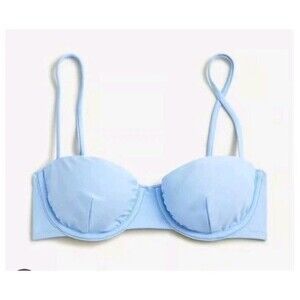 J. Crew Balconette Underwire Bikini Top Light Blue Unpadded BX612 Size 42D NWT